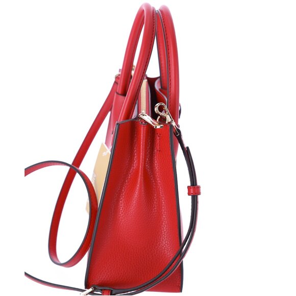 Michael Kors Mercer Medium Bright Red Pebble Leather Messenger Crossbody - Picture 6 of 7